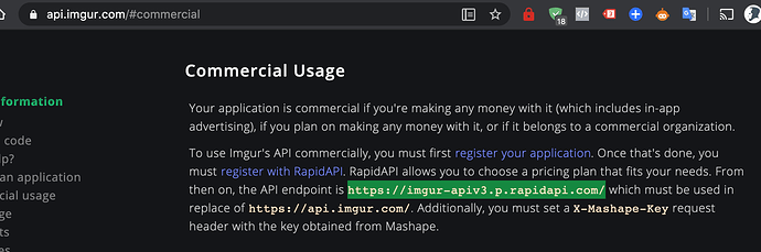 another Commercial API endpoint URL