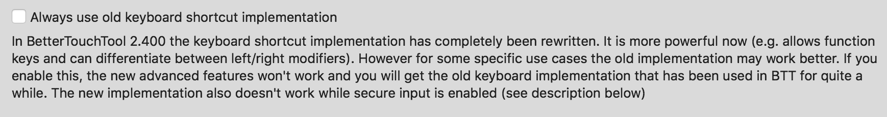 keyboard implementation note